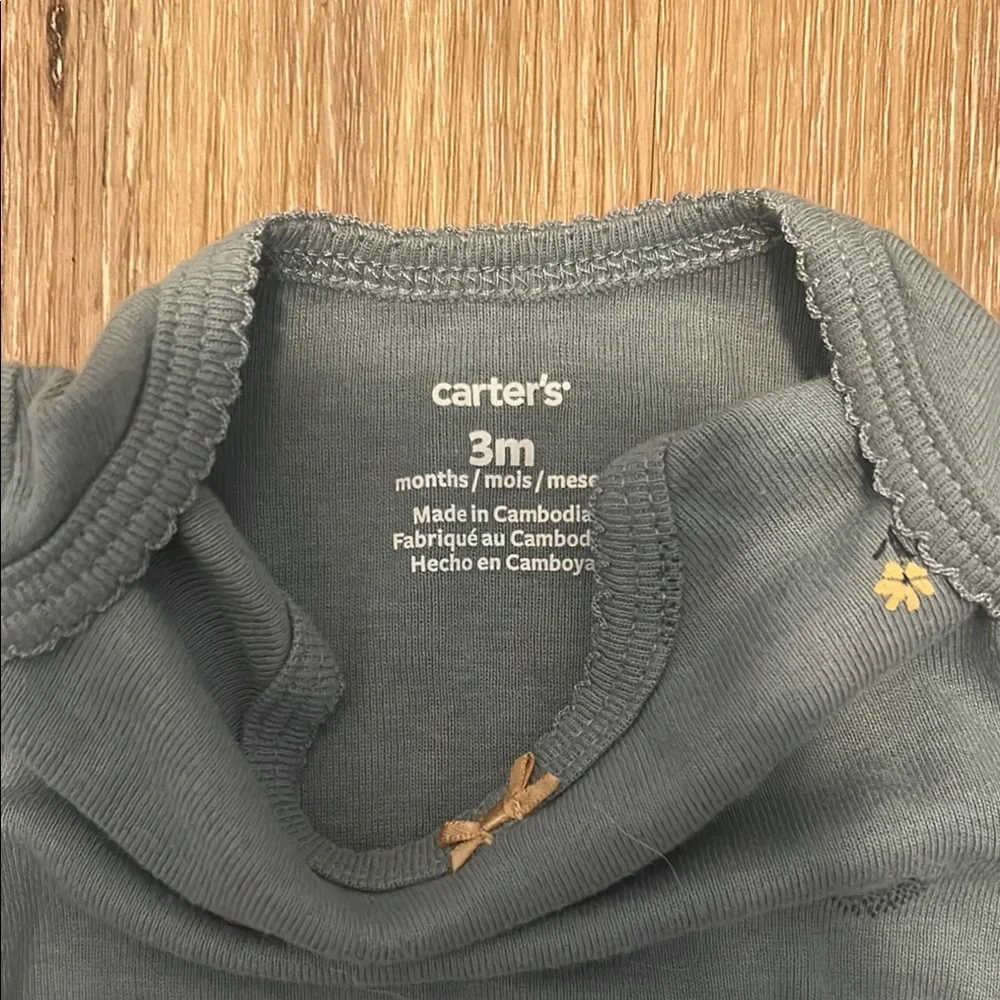 Carter's Blue Long Sleeve Bodysuit with Little Floral Design